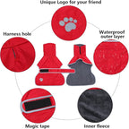 Geyecete Dog Winter Coat Greyhound Raincoat Fabric with Lamb Velvet Inside Outdoor Dog Apparel with Adjustable Bands for Medium, Large Dog-Red-XXXL
