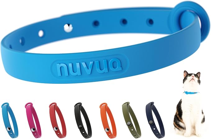 Breakaway Cat Collar - Soft, Comfortable, and Lightweight Safety Buckle Collar with ID Tag Ring for Outdoor Cats and Sensitive Skin Kittens (6 ⅞" to 10 ¼", Blue)