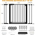Mumeasy 29.7-43" Baby Gate, Adjustable Safety Gate for Stairs & Doorways | No drill installation, auto close door, one hand operation, adjustable width, for dogs pets babies toddlers