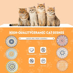 Cat Food Bowl, 6 Pack Ceramic Cat Dishes for Food & Water, Kitten Bowls Set | 5.5" Shallow Feeding Bowls for Wet Meals, Kibble & Water, Whisker Friendly Wide Plates for Cats, Dishwasher & Microwave Safe
