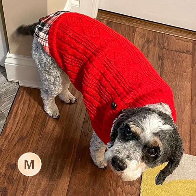 KYEESE Dog Sweater Turtleneck Thick Knit Pullover for Cold Weather | Stretchy Fit, Lightweight & Warm, Cozy Knit Comfort, Classic Plaid Design, Gentle on Sensitive Skin, Comfortable Daily Wear