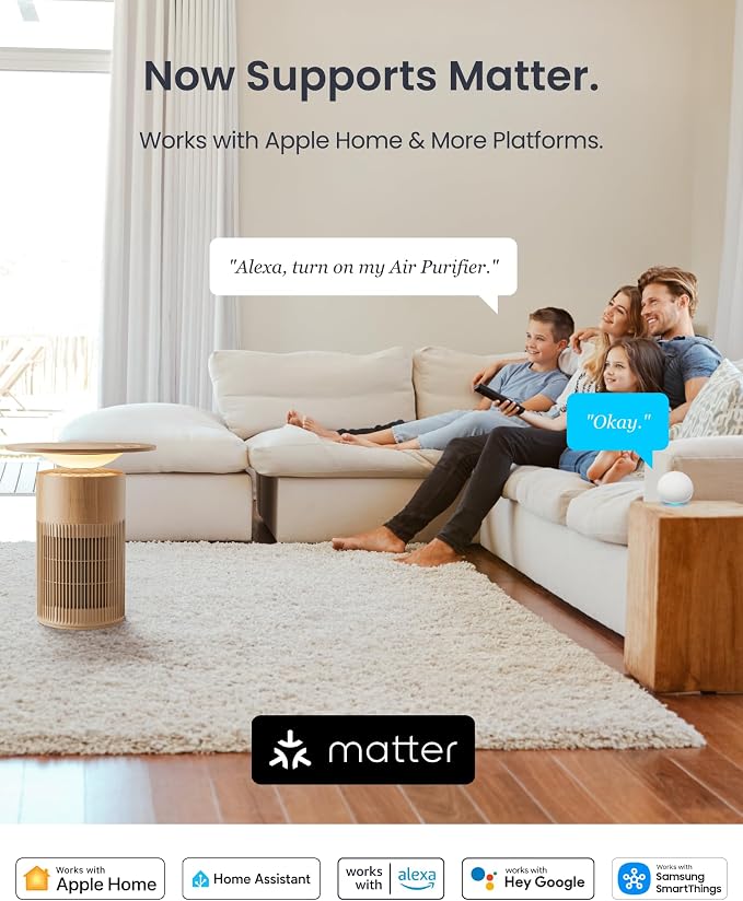 SwitchBot Air Purifier for Home Large Room, Matter, Up to 3620 ft², Air Purifier for Wildfire Smoke, Pets, Odors, 20dB, Washable Pre-filter, Pet Mode, RGB Light, Work with Alexa, HomeKit, Google Home