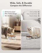 Elevated cat Bowl 3PC, 6.3" Wide Raised Cat Bowl | Stainless Steel Cat Food and Water Dishes, Small Dog Bowl, Whisker Friendly, Anti-Vomiting, Neck Stress-Free Bowl Stands