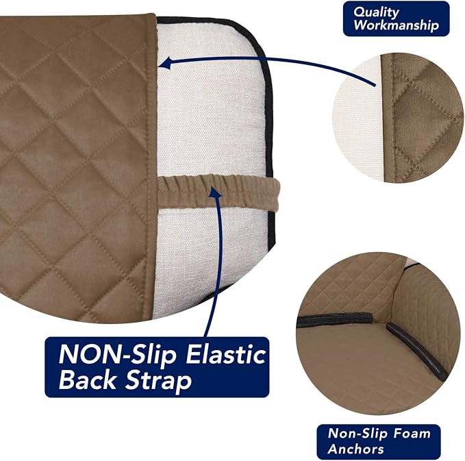 PureFit Reversible Quilted Couch Covers for Dogs Sofa Cover 4 Seater 88" | Camel/Ivory, Water Resistant Couch Protector, Washable Pet Couch Cover with Non Slip and Elastic Straps For Kids