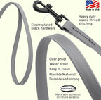 Dogline Biothane Waterproof Dog Leash Strong Coated Nylon Webbing with Black Hardware Odor-Proof Easy to Clean High Performance for Small or Large Dogs Made in USA 4 or 6 ft Lead, Battleship Gray