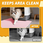 Pieviev Litter Box Mat, Double-Layer Urineproof Design, 30" x 24" Pink | Honeycomb Litter Trapping Mat Captures Scattered Particles to Stop Tracking, Waterproof Base Protects Floors, Easy to Clean