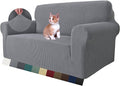 MAXIJIN Stretch Loveseat Sofa Slipcovers 1 piece Love Seat Couch Covers for 2 Cushion Couch Non Slip Sofa Cover Washable Dog Cat Proof Furniture Protector Pet Friendly (Loveseat, Light Gray)