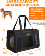 Foldable Cat Dog Carrier for Pets up to 15 Lb, Black | Top & Side Entry, Soft-Sided Pet Carrier with Ventilated Anti-Scratch Mesh & Car Seat Buckle for Car Travel, 20×13×13 in