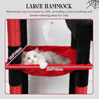 Globlazer Extra Large Platform Gothic Cat Tree, 65in Tall Sturdy Goth Cat Tower for Multiple Indoor Cats, Big Cat Tree for Large Cat with 3 Enlarged Perches, 6 Scratching Posts, Condo, S65, Red Black