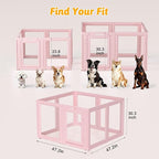 Acrylic Dog Playpen Indoor, Puppy Playpen, Dog Pen Indoor, 8PCS | 30.3" H, Skin Pink, Purple & Sky Blue, Clear View, No-Gap Escape-Proof, Tool-Free Setup, For Puppies & Small Dogs