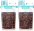 LEAWALK Airtight Small Cat Dog Pet Food Storage Containers BPA Free, with Large Pour Spout/1 Measuring Cup/ 4 Safety Locks and Double-layer Silicone Strip (Clear Blue x 2, 3L-2pack)