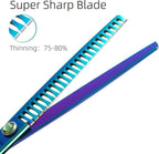 Green Dog Grooming Scissors Set Straight Thinning Curved and Chunker Shears 4PCS Kit with Simulated Emerald Screw 440C Trimming Shears Durable and Sharp