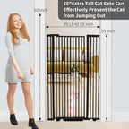 55.1" Extra Tall Pet Gate, 29.92"- 43" Black Adjustable Dog Gate | Pressure Mounted, Walk Through, Cat Gate, No Drilling, Narrow Slat, Heavy-duty Steel, For Doorways, Stairs, Hallway, Kitchen