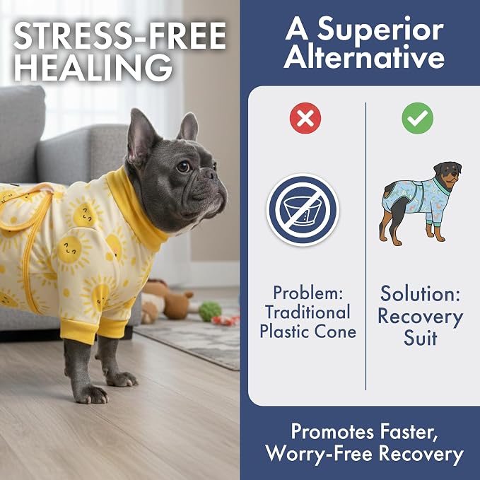 Spark Paws Dog Surgery Recovery Suit – Dog Recovery Suit After Surgery, Anti-Lick Dog Onesie, Abdominal Wound Protector, Soft Cone Alternative for Spay Neuter Male Female Pet Recovery - Sunshine - 2XL