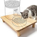 SZEE Cat Food Stand, Elevated Cat Feeder Stand for Automatic Feeder & Bowls | Raises Feeder/Bowl by 3", Relieves Spine and Joints Noticeably on Pets ( Large & Solid Pine Wood)