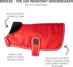Pet Passion Breeze II - The Windbreaker, Water Resistant Pet Raincoat, Vegan Fur and Lined Pet Jacket for Small, Medium, Large Dogs, Red, XX-Large (70-110 lbs)