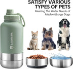 3 in 1 Insulated Stainless Steel Dog & Human Water Bottle | Leakproof Travel Dispenser with 2 Detachable 8.5 oz Bowl, 24H Cold/12H Hot, Carrying Case for Walking, Hiking,Camping & Outdoor Travel