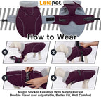 Lelepet Dog Jackets for Large Dogs Waterproof Dog Coat with Adjustable Fit | Reflective Fleece Vest with Adjustable Buckle Hook & Loop Windproof Cold Weather Coats for Small Medium Large Dogs Great Dane