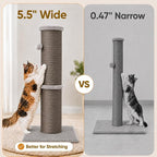 PAWSCRAT 32-Inch Tall Cat Scratching Post, 5.5-Inch Diameter, Sisal, Gery | Natural Sisal Scratching Surface with a Dangling Ball for Indoor Cats, Scratch-Resistant Durable and Protect Your Furniture