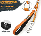 S-ETOVUS-Chain Dog Leash, Bite-Proof Metal Leash, with Padded Handle Orange | Three Sizes 7.25FT/5.2FT/4FT, Woven From Nylon Rope And Chain, Durable And Bite-Resistant, Comfortable With Padded Handles