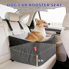 BurgeonNest Small Dog Car Booster Seat Bed Under 25 lbs (Black Grey) | Fully detachable & washable travel bed with side storage pockets and clip-on safety leash for cozy, portable car trips.