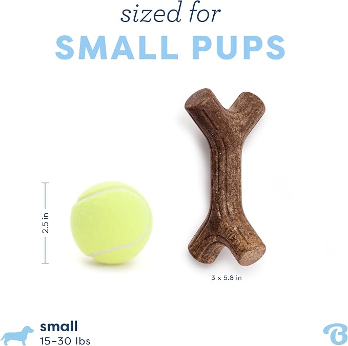 Benebone Puppy Maplestick Dog Chew Toy, Made in USA, Real Maple Wood Flavor, Small, Brown