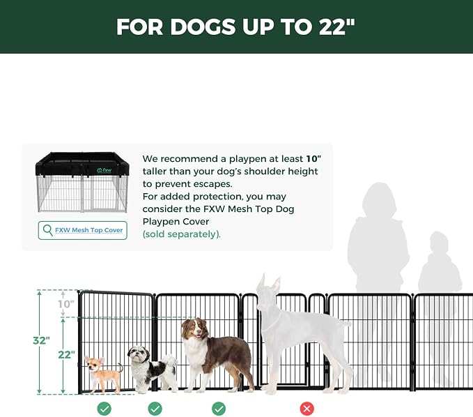 FXW Homeplus Indoor Dog Playpen with Divider Connectors, 32" H, 12 Panels | Calm Indoor Play Area, Two-Zone Layout, For Small & Medium Dogs, Patented