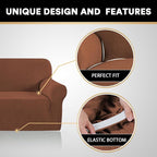 Stretch Sofa Cover Slipcover 1-Piece, Spandex Jacquard Fabric Universal Couch Cover for 3 Cushion, Washable Non Slip Sofa Cover, Pet Friendly (Large Sofa 90"-100",Caramel)