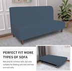 Easy-Going 100% Waterproof Futon Cover, Stretch Futon Slipcover Medium | Dual Waterproof Armless Futon Couch Cover, Leakproof Sofa Bed Furniture Protector for Kids Pets Dog Cat, Bluestone