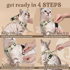 rabbitgoo Cat Harness and Leash Set, Escape Proof Vest, Foamy Coffee | Soft Breathable Mesh, Easy Adjustable Fit, Snap Buckles, Sturdy Clip, Reflective Strips, for Kittens & Small Cats Walks, Xxs