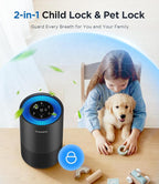 MOOKA H13 HEPA Air Purifier for Home Pet Large Room Up to 1300ft², Black | AP-S0610L, 360° Air Intake, 13dB Sleep Mode, Night Light, Child Lock, Fragrance, Timer, Bedroom Wildfire Smoke Dust Pollen
