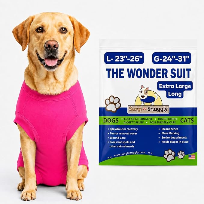 SurgiSnuggly Veterinary Invented Dog Surgical Recovery Suit for Female Spay, Male Dogs Neuters Onesie,Cone Alternative,The Onesie Bodysuit for After Surgery Small, Medium, Large Dogs PI XLL