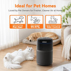 AIRROMI HEPA Air Purifier for Bedroom&Home,Pet Air Purifier for Home Pets,Removes Pet Odor,Cat Litter Smell,Dust,Smoke&Allergies,Quiet Room Air Purifier with Scents,360°Air Cleaner,A2005 Black