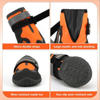 Dog Shoes for Large Dogs, 360°Anti Slip Medium Dog Boots & Paw Protectors Winter Snowy, Waterproof 4Pcs Dog Booties with Reflective Strips (Size 6: 2.56''x3.07''(W*L), Orange)