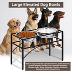 Elevated Dog Bowls Raised Pet Feeder Cat Food Water Diner Stand Set | W/ 2 Removable Stainless Steel Bowls (2 Quarts/13.77" in Height) for Large Breed Dogs Easy to Clean