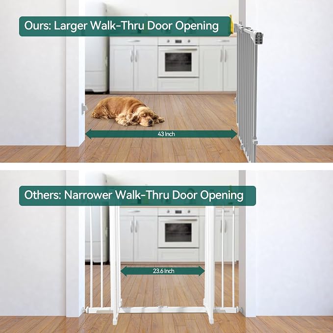 Babelio 31.5-55" Extra Wide No Bottom Bar Baby Gate, 28" H, Grey | Easy Install| One-handed Opening| Auto-close| Drill Needed Indoor Safety Dog/Pet Gate for Stairs, Hallways & Doorways