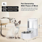 Sfozstra 4L Stainless Steel Gravity Water Dispenser:Cat Bowl | Stainless Steel, for Dogs & Cats, Bedroom Kitchen Corner Crate Area, No Electricity Required, Easy to clean