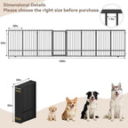 SNUOWU Full Metal Freestanding Dog Gate with Door, 32''Height Foldable Pet Dog Fence for Indoor & Outdoor, 8 Panels Extra Wide Free Standing TallDog Gates for Doorways,House,Stairs,Porch,Deck,Yard