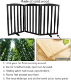 ZJSF Foldable Freestanding Indoor Dog Gate for House Wood Long Pet Gates Dog Fence for Stairs Puppy Gates for Hallways, Puppy Gate,Support Feet Included, Black, 32 "Height-3 Panels
