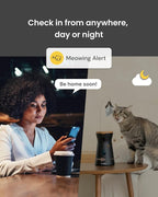 Furbo 360° Cat Camera [No Monthly Fee] | 360° Rotating Live View, Meowing Alerts, Treat Toss, 2-Way Audio, Night Vision, Smart Home Kitten Monitoring, No AI Alerts