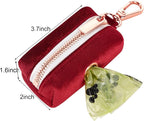 ARING PET Dog Waste Bag Dispenser, Soft Velvet Doggy Poop Bags Holders Attach to Any Leashes, Portable Washable Christmas Pet Waste Pouch Dispenser with Metal Zipper