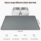 Silicone Cat Litter Mat for Litter Box 70”x45” Large Cat Mat, Dark Grey | Waterproof, Non-Slip, Leak-Proof Rug Mat with Lip, Easy to Clean, Extra Large Litter Catcher Mat for Floor