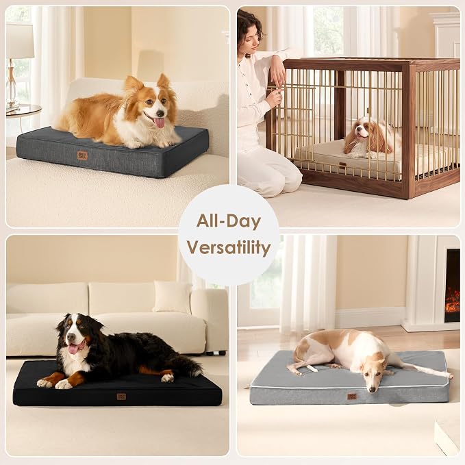EHEYCIGA Medium Washable Dog Crate Mat Waterproof, 30x20Inch, Dark Grey | High Density Egg Crate Foam, Orthopedic Memory Foam, Removable Easy Clean Cover, Non-Slip Bottom, Fits Crate, Floor and Sofa