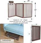 Dog Gate Indoor, Freestanding Dog Fence for The House, Doorways, Hallways,or Stairs,Pet Gate Foldable Wooden,Expandable 32" Height 3 Panels,Brown