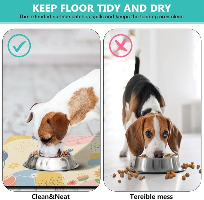 Pet Feeding Mat for Floors Waterproof Dog Mat for Food and Water Absorbent Quick Dry Non Slip mat for Cat Bowls