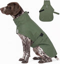 PU Dog Raincoat, Non-Toxic & Odorless Waterproof Vest, Adjustable High Neck and Hook & Loop Belly Closure for Rainy Potty Breaks & Wet Weather Outdoor Walks (Olive Green, XX-Large)