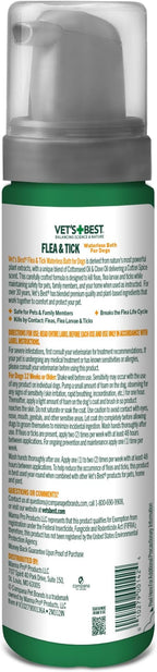 Vet's Best Waterless Flea & Tick Bath for Dogs, Essential Oil Spray, 8 oz | Waterless Flea & Tick Bath, Essential Oil Formula, Kills Pests on Contact, No-Rinse Dry Shampoo Spray, Made in USA