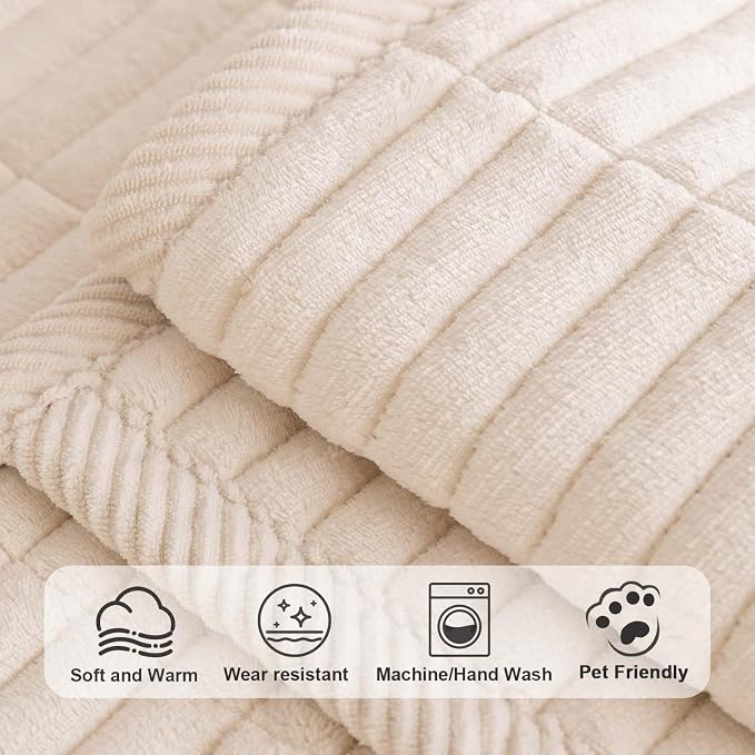 Velvet Washable Dog Couch Cover, Non-Slip Waterproof Pet Sofa Protector for Cushion Sectional, L-Shaped Sofa & Loveseat, Machine Washable(1PC/27.6"x94.5",White)