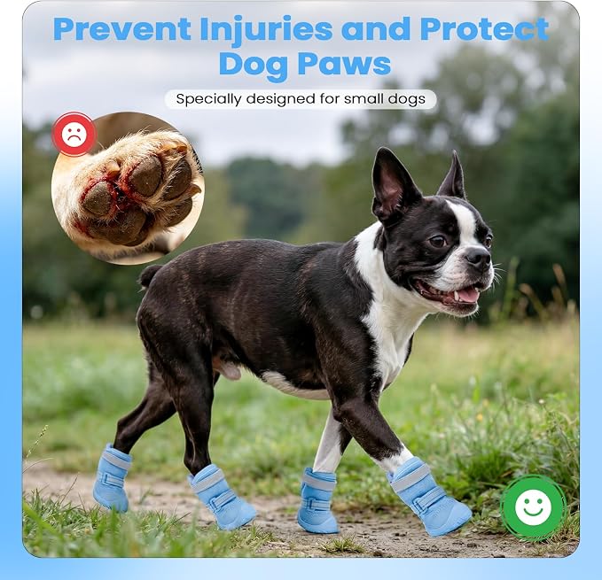 DORA BRIDAL Dog Shoes for Small Dogs, 3D Mesh Breathable Dog Boots & Paw Protectors for Hot Pavement Summer, Rubber Sole Anti-Slip Dogs Booties for Winter Snow, Mud, Outdoor Walking