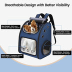 Expandable Cat Carrier Backpack,Large Space,Airline Approved,18 lbs | Portable Pet Carrier Backpack with Super Ventilated, Ideal for Traveling/Hiking /Camping/ Vet, Blue